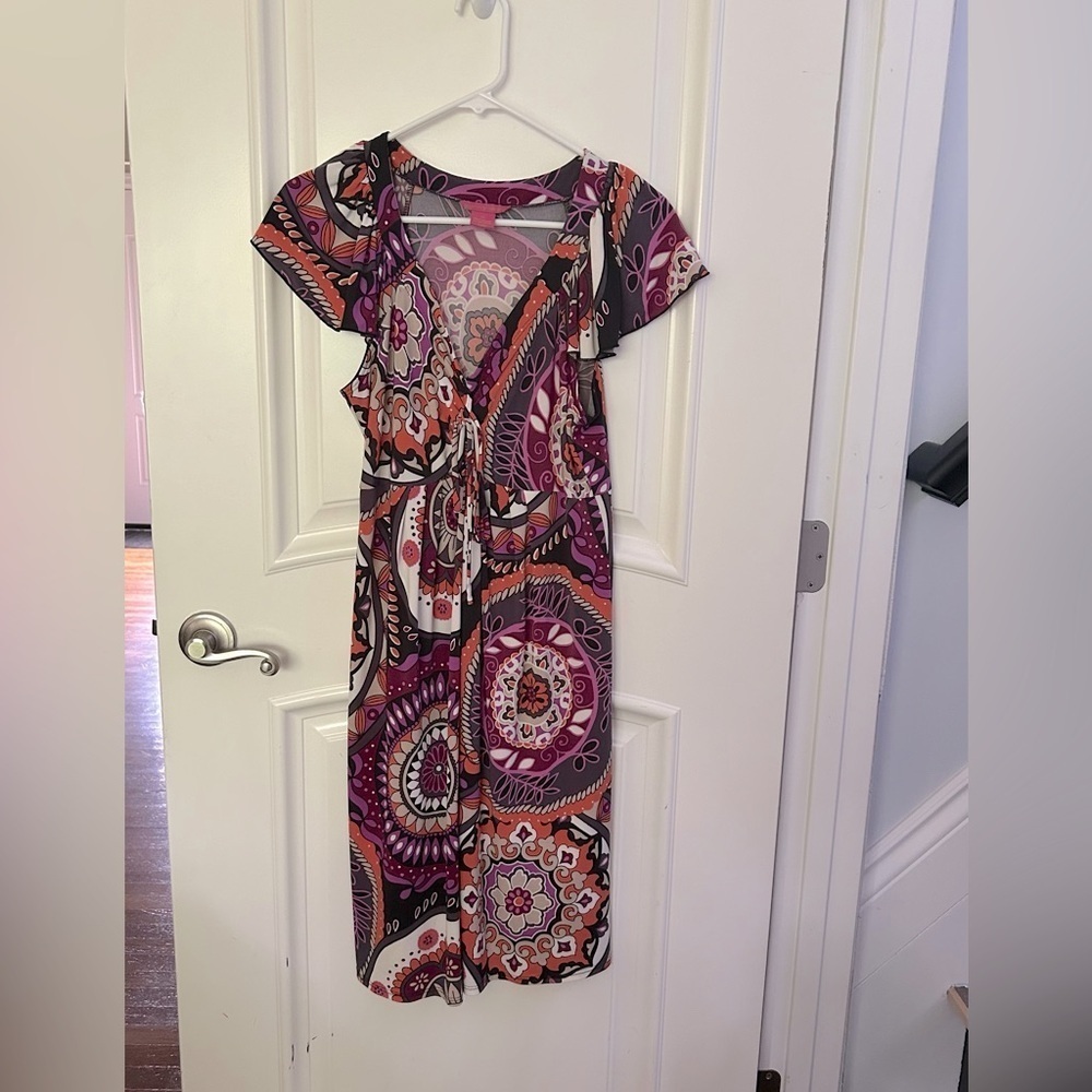 Sunny Leigh Multi-Color Midi Sundress with Flutter Sleeves